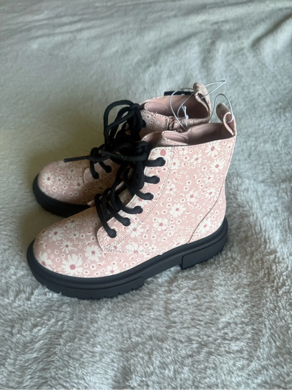 New!!! Kayden Pink Floral Lace-Up Combat Boots